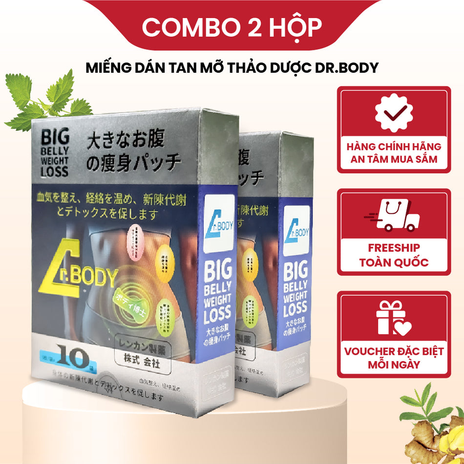 [ COMBO 2 HỘP] Miếng Dán Tan Mỡ Bụng, Tay Và Chân Đông Y Dr.Body - Hỗ Trợ Làm Thon Vóc Dáng