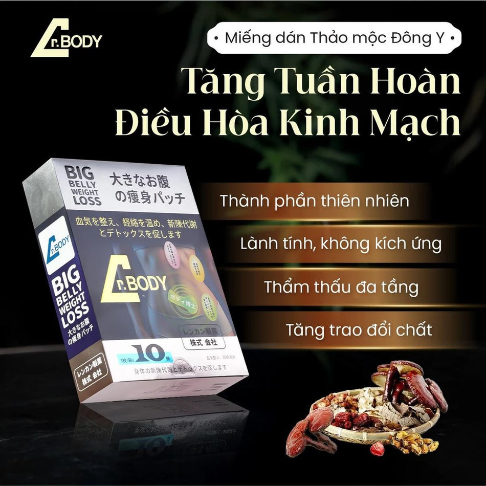 [Hộp 10 Miếng] Miếng Dán Tan Mỡ Thảo Mộc Dr.Body – Dán Bụng, Tay, Đùi, Hỗ Trợ Định Hình Vóc Dáng
