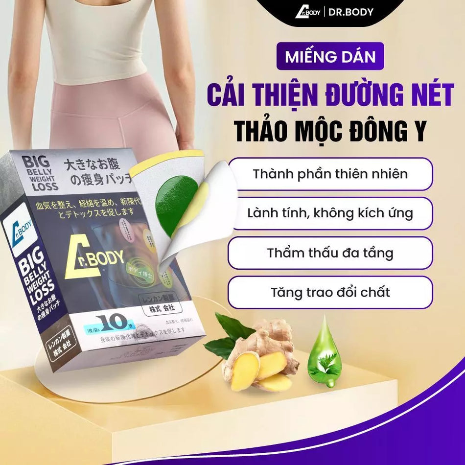 Miếng dán tan mỡ Dr.Body - Thảo Mộc Tự Nhiên, Hỗ Trợ Làm Ấm, Cải Thiện Vùng Bụng, Eo