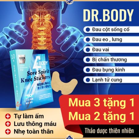 [COMBO 3 HỘP TẶNG 1] – MIẾNG DÁN GIẢM ĐAU KHỚP GỐI DR.BODY – HỖ TRỢ TÊ BÌ – ĐAU CƠ – ĐAU CỘT SỐNG, GIẢI TỎA NHỨC MỎI