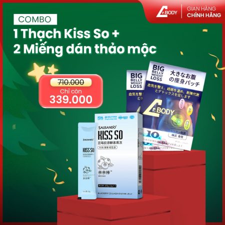COMBO CÔNG KÍCH MỠ BỤNG & HỖ TRỢ SẮC ĐẸP  2 Miếng Dán Thảo Mộc & 1 Thạch Kiss So