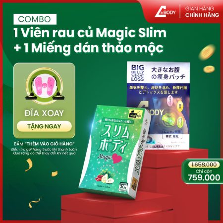 COMBO HỖ TRỢ GIẢM BÉO TRONG NGOÀI SONG HÀNH  1 Magic Slim & 1 Miếng Dán Thảo Mộc